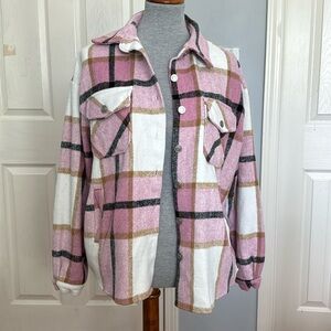 EUC Hazel & Olive Plaid Button Front Chest Pocket Shacket